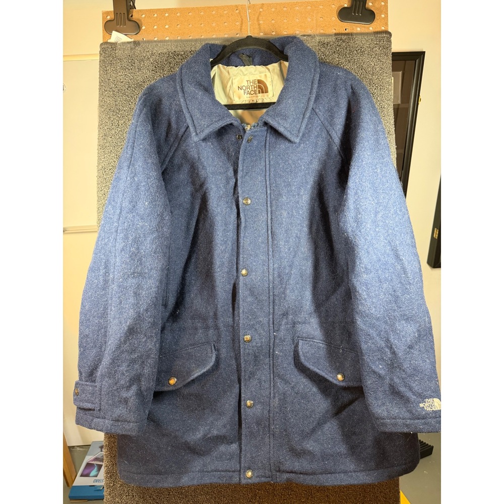 The North Face Woodland Wool Field Jacket Mens XL Blue Vintage USA Made